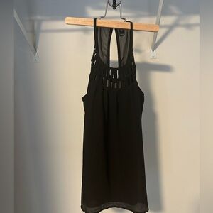 ❤️2/20-Black Sleeveless Dress with Mesh Detail